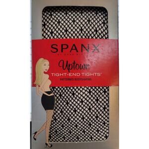 Spanx Uptown Tight-End Tights Dotted Net  Black Bodyshaping  Size C